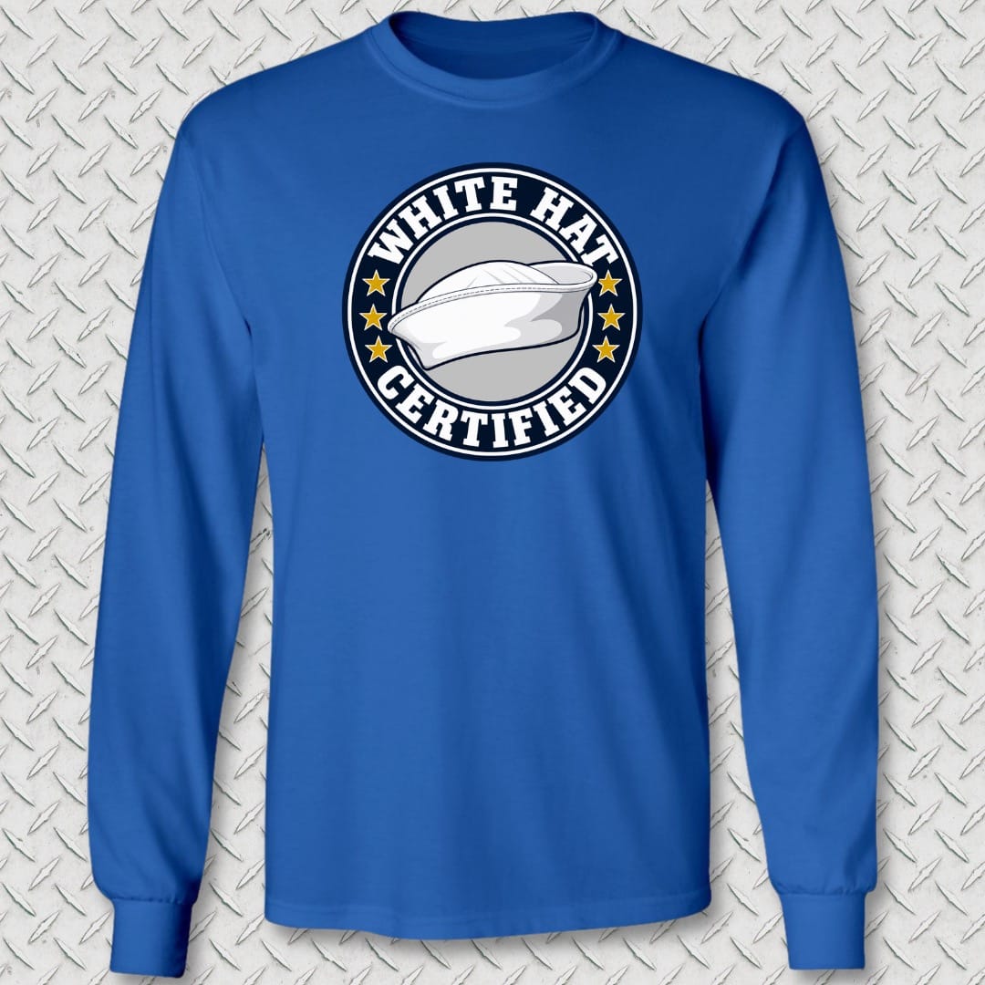 NavyHumor Long-sleeve Royal Blue / S White Hat Certified Long Sleeve Tee
