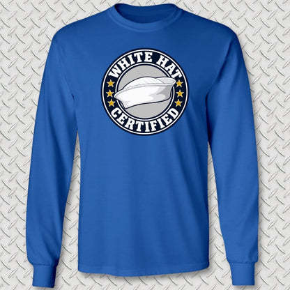 NavyHumor Long-sleeve Royal Blue / S White Hat Certified Long Sleeve Tee
