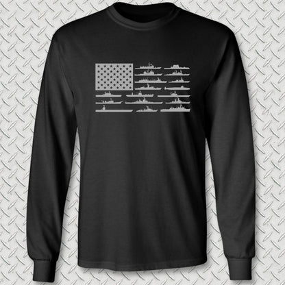 NavyHumor Long-sleeve S / Black American Fleet Long Sleeve Tee