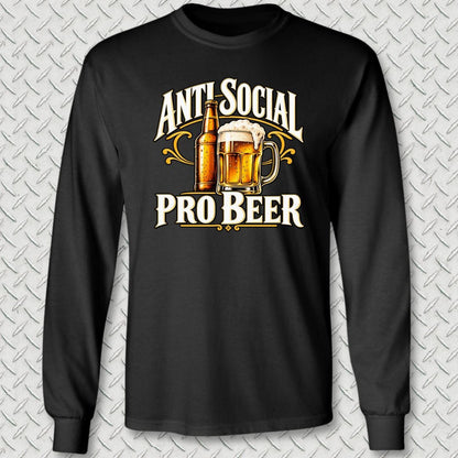 NavyHumor Long-sleeve S / Black Anti Social, Pro Beer Long Sleeve Tee