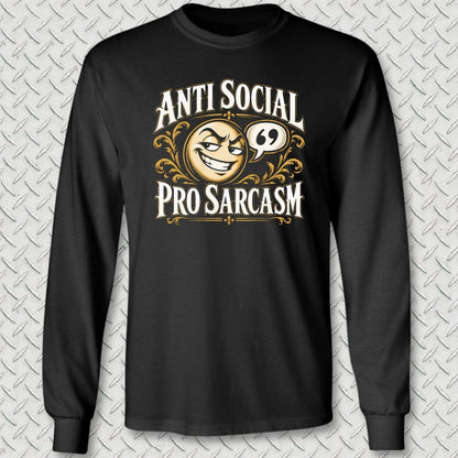 NavyHumor Long-sleeve S / Black Anti Social, Pro Sarcasm Long Sleeve Tee