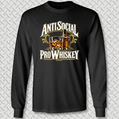 NavyHumor Long-sleeve S / Black Anti Social, Pro Whiskey Long Sleeve Tee