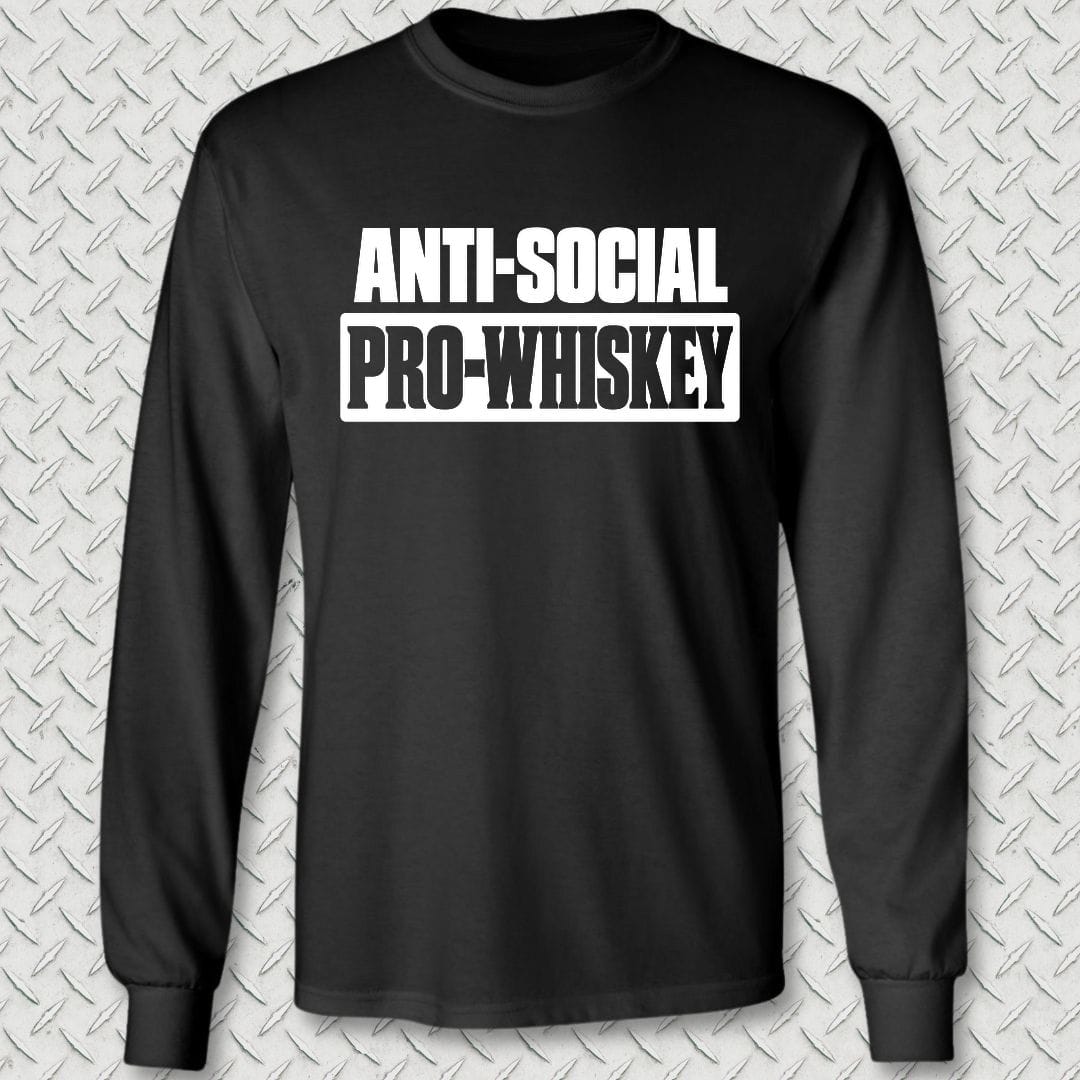 NavyHumor Long-sleeve S / Black Anti-Social, Pro-Whiskey Long Sleeve Tee