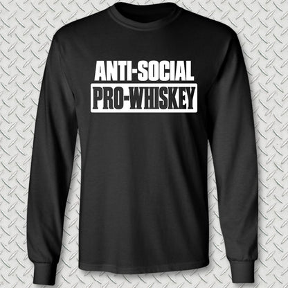 NavyHumor Long-sleeve S / Black Anti-Social, Pro-Whiskey Long Sleeve Tee