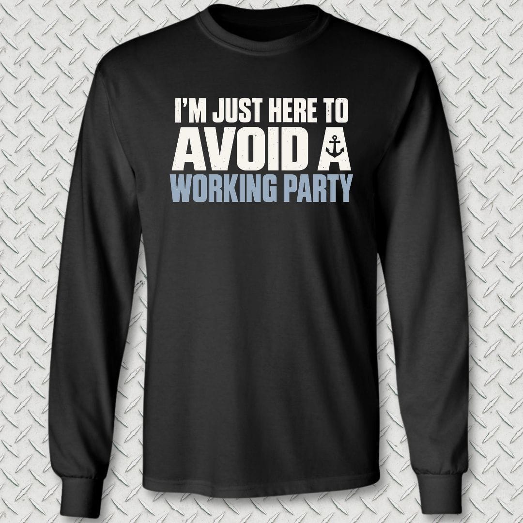 NavyHumor Long-sleeve S / Black Avoid A Working Party Long Sleeve Tee