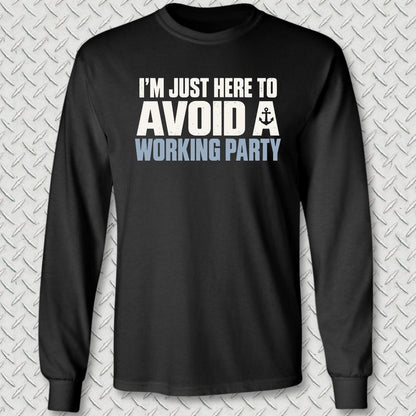 NavyHumor Long-sleeve S / Black Avoid A Working Party Long Sleeve Tee