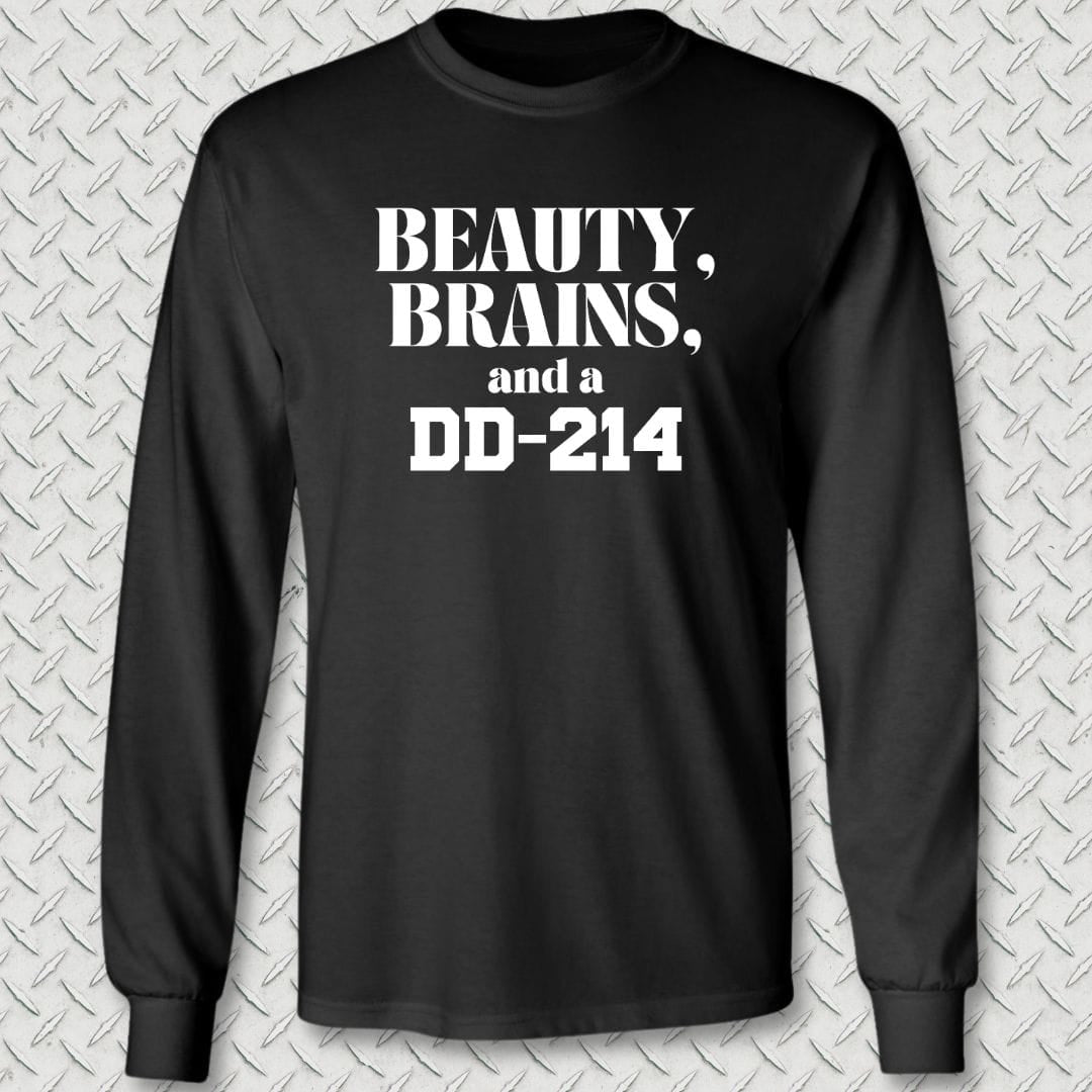 NavyHumor Long-sleeve S / Black Beauty, Brains, and a DD-214 Long Sleeve Tee