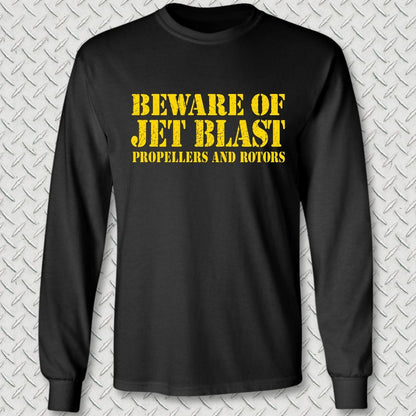 NavyHumor Long-sleeve S / Black Beware of Jet Blast Long Sleeve Tee