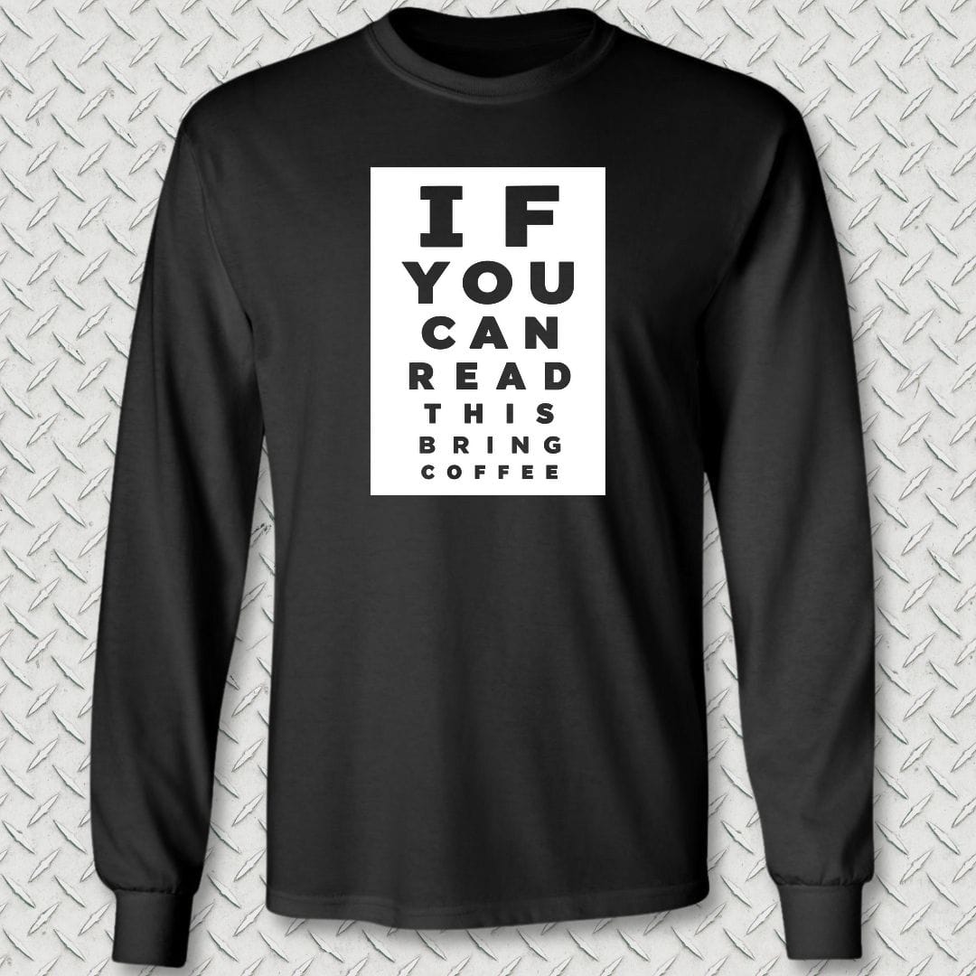 NavyHumor Long-sleeve S / Black Bring Coffee Eye Chart Long Sleeve Tee