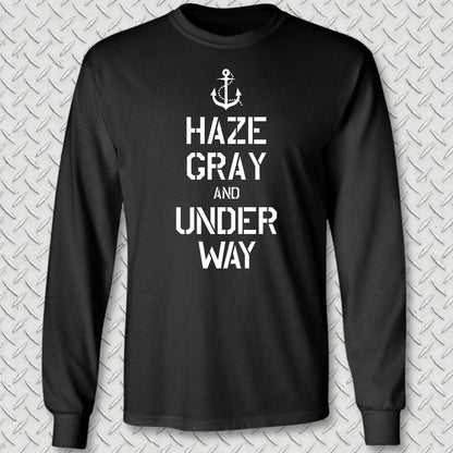 NavyHumor Long-sleeve S / Black Haze Gray and Under Way Long Sleeve Tee