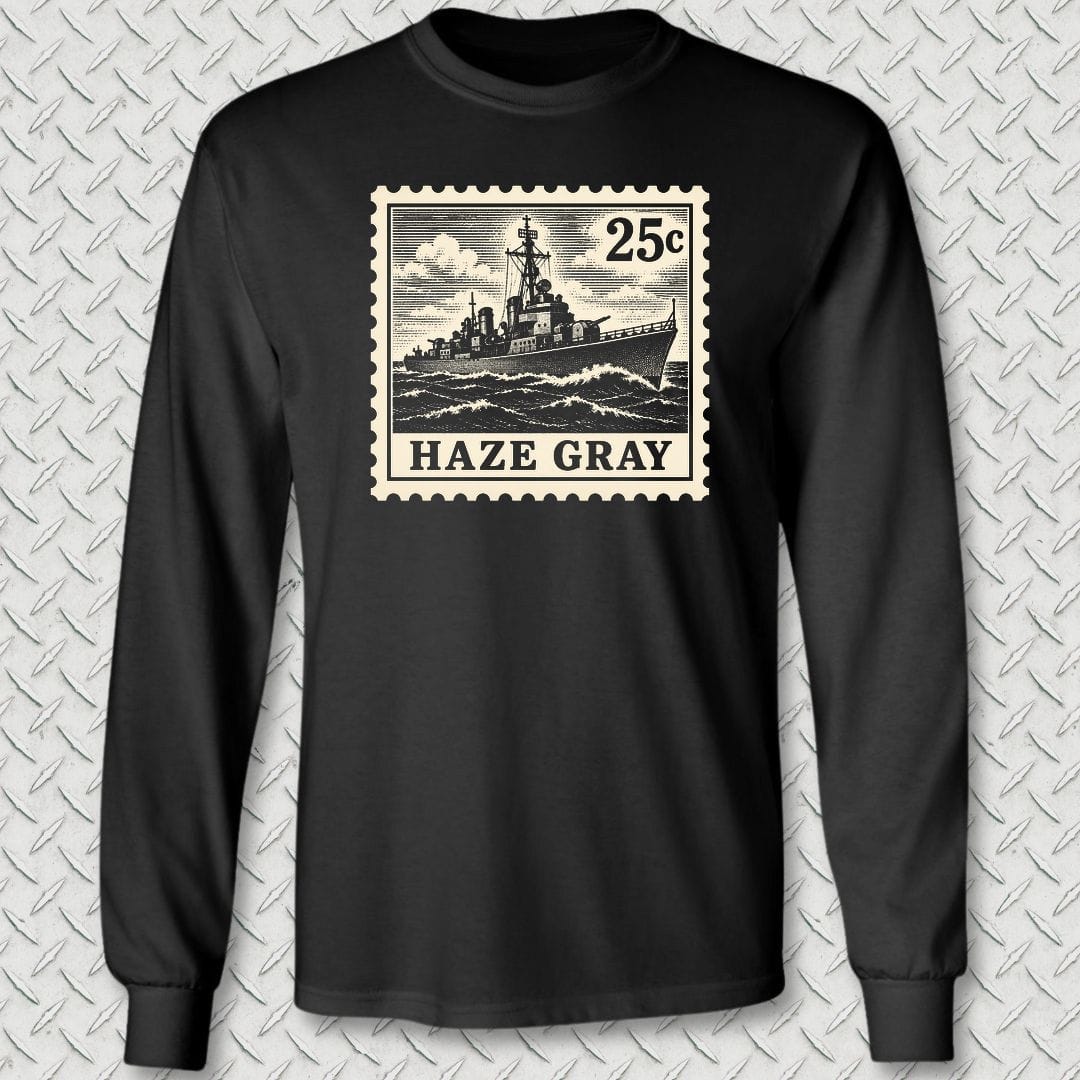NavyHumor Long-sleeve S / Black Haze Gray Stamp Long Sleeve Tee