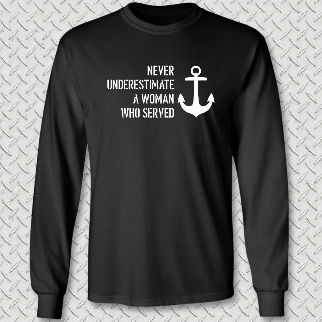 NavyHumor Long-sleeve S / Black Never Underestimate A Woman Long Sleeve Tee