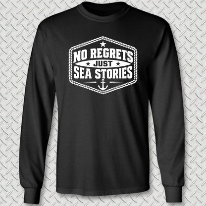 NavyHumor Long-sleeve S / Black No Regrets, Just Sea Stories Long Sleeve Tee