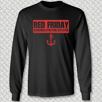 NavyHumor Long-sleeve S / Black Red Friday Banner Long Sleeve Tee