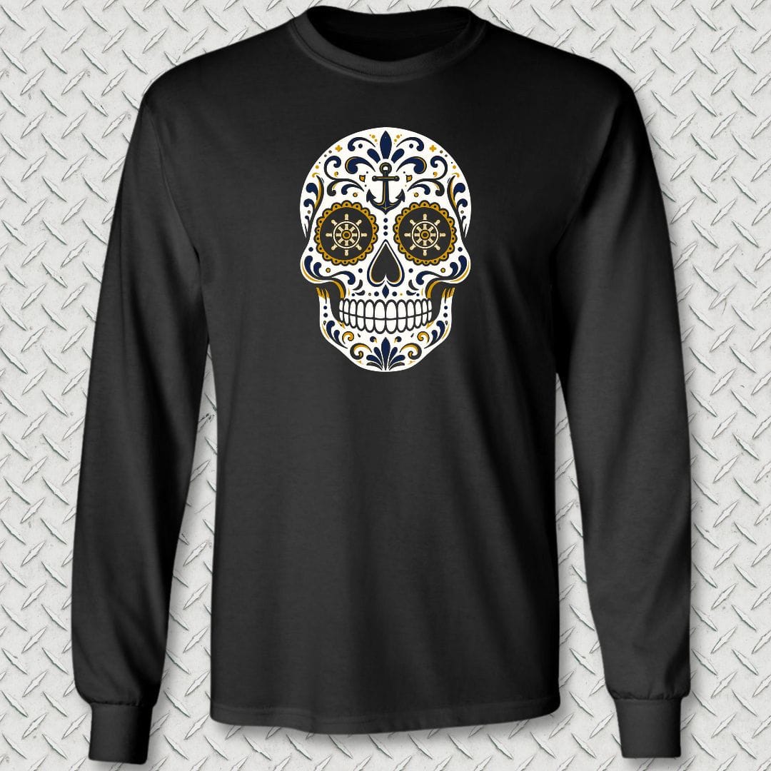 NavyHumor Long-sleeve S / Black Sailor Sugar Skull Long Sleeve Tee