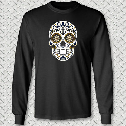 NavyHumor Long-sleeve S / Black Sailor Sugar Skull Long Sleeve Tee