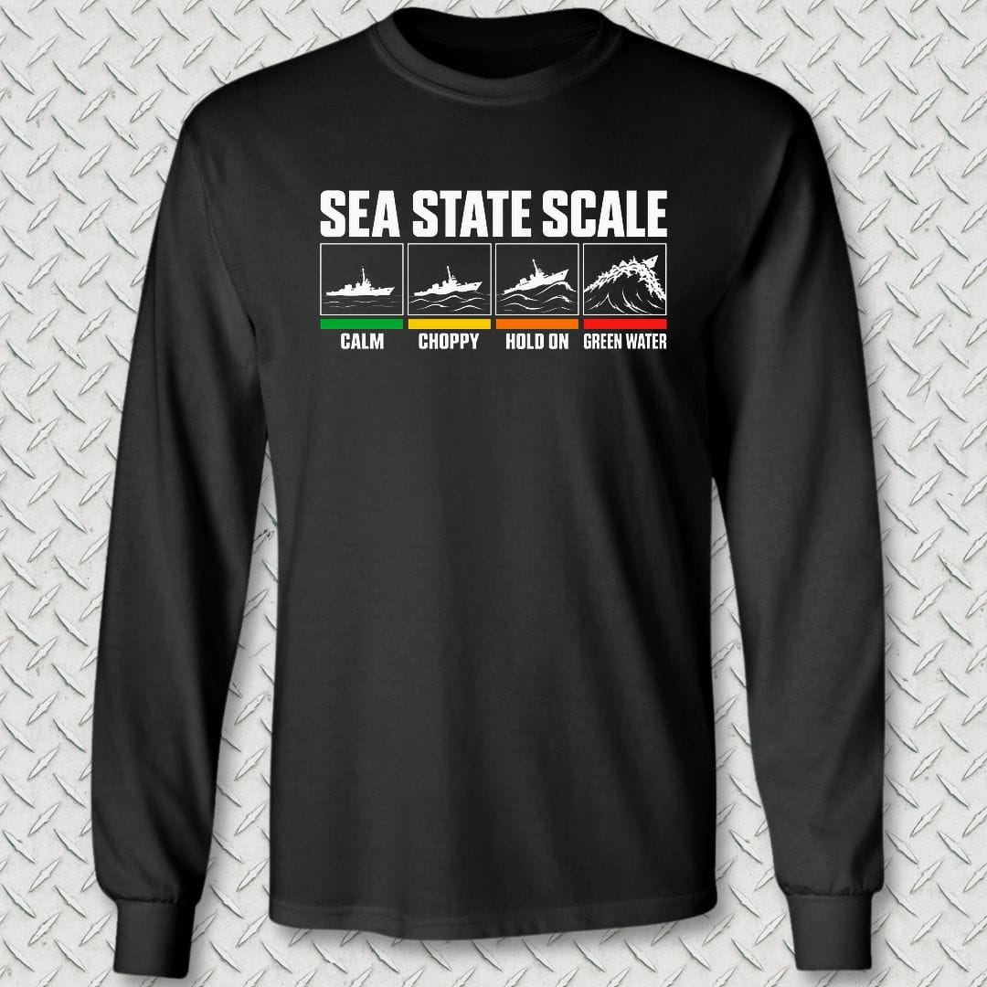 NavyHumor Long-sleeve S / Black Sea State Scale Long Sleeve Tee