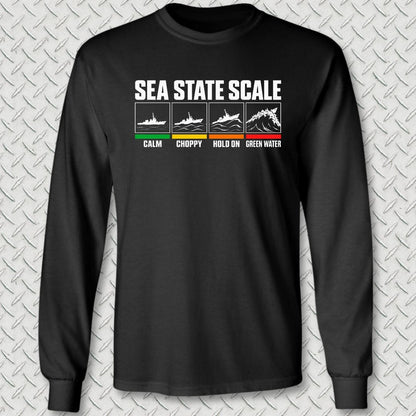 NavyHumor Long-sleeve S / Black Sea State Scale Long Sleeve Tee