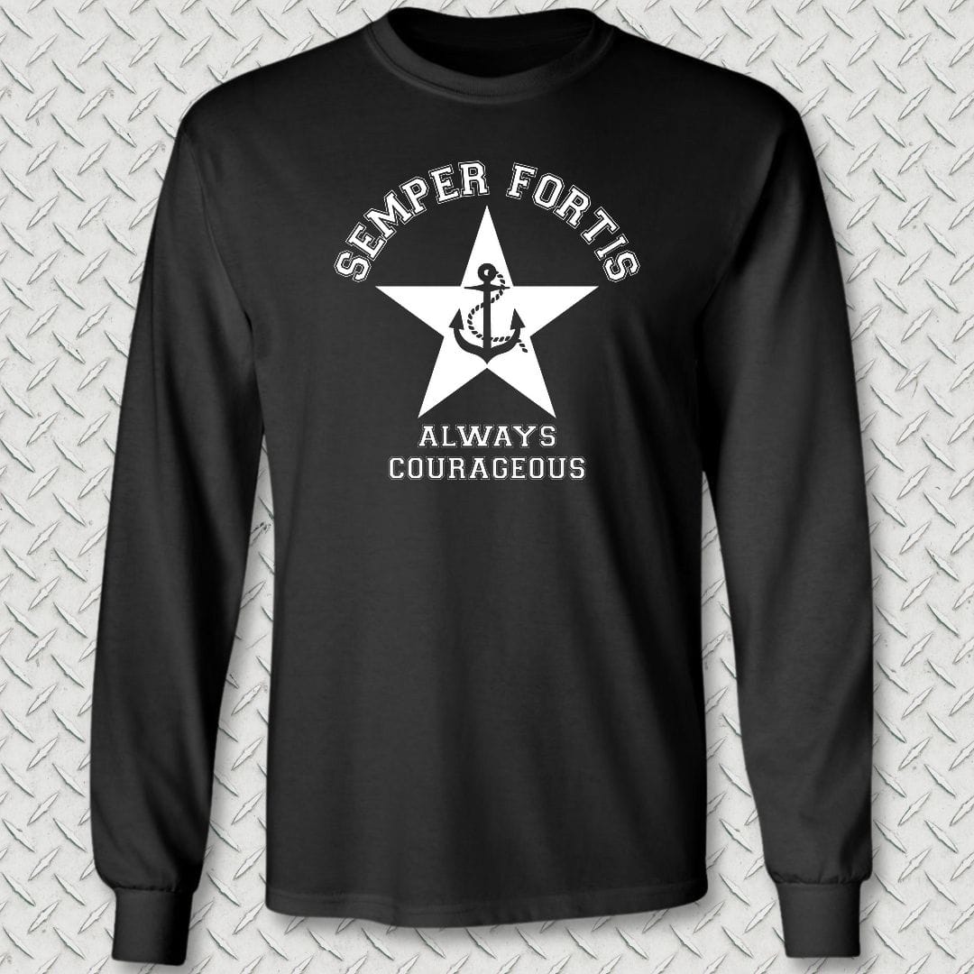 NavyHumor Long-sleeve S / Black Semper Fortis (Star & Anchor) Long Sleeve Tee