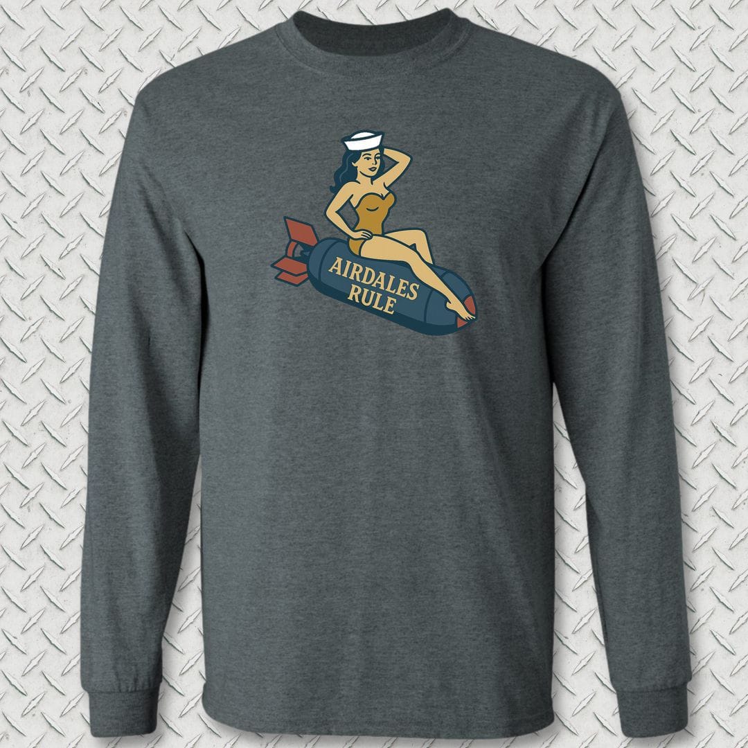 NavyHumor Long-sleeve S / Dark Heather Airdales Rule Tattoo Long Sleeve Tee