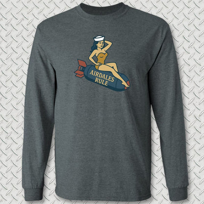 NavyHumor Long-sleeve S / Dark Heather Airdales Rule Tattoo Long Sleeve Tee
