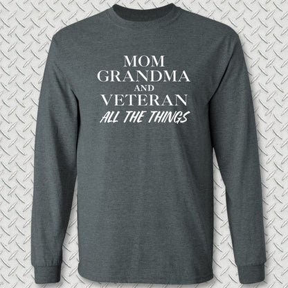 NavyHumor Long-sleeve S / Dark Heather All the Things Veteran Long Sleeve Tee
