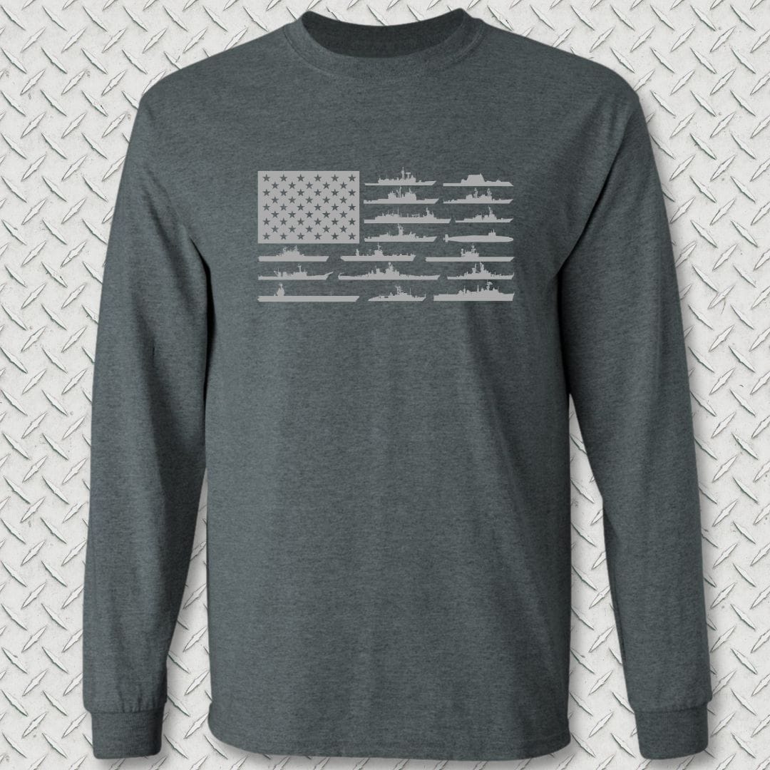 NavyHumor Long-sleeve S / Dark Heather American Fleet Long Sleeve Tee