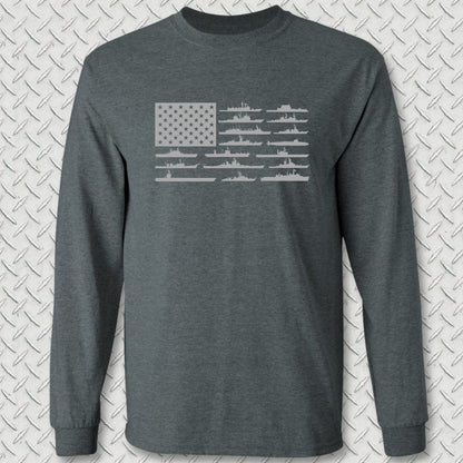 NavyHumor Long-sleeve S / Dark Heather American Fleet Long Sleeve Tee