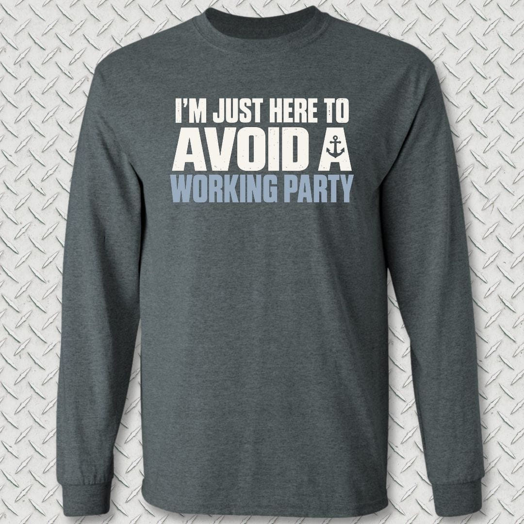 NavyHumor Long-sleeve S / Dark Heather Avoid A Working Party Long Sleeve Tee
