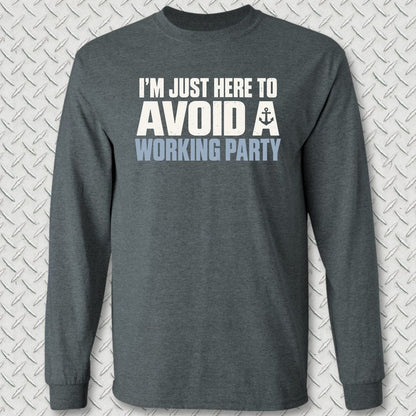 NavyHumor Long-sleeve S / Dark Heather Avoid A Working Party Long Sleeve Tee
