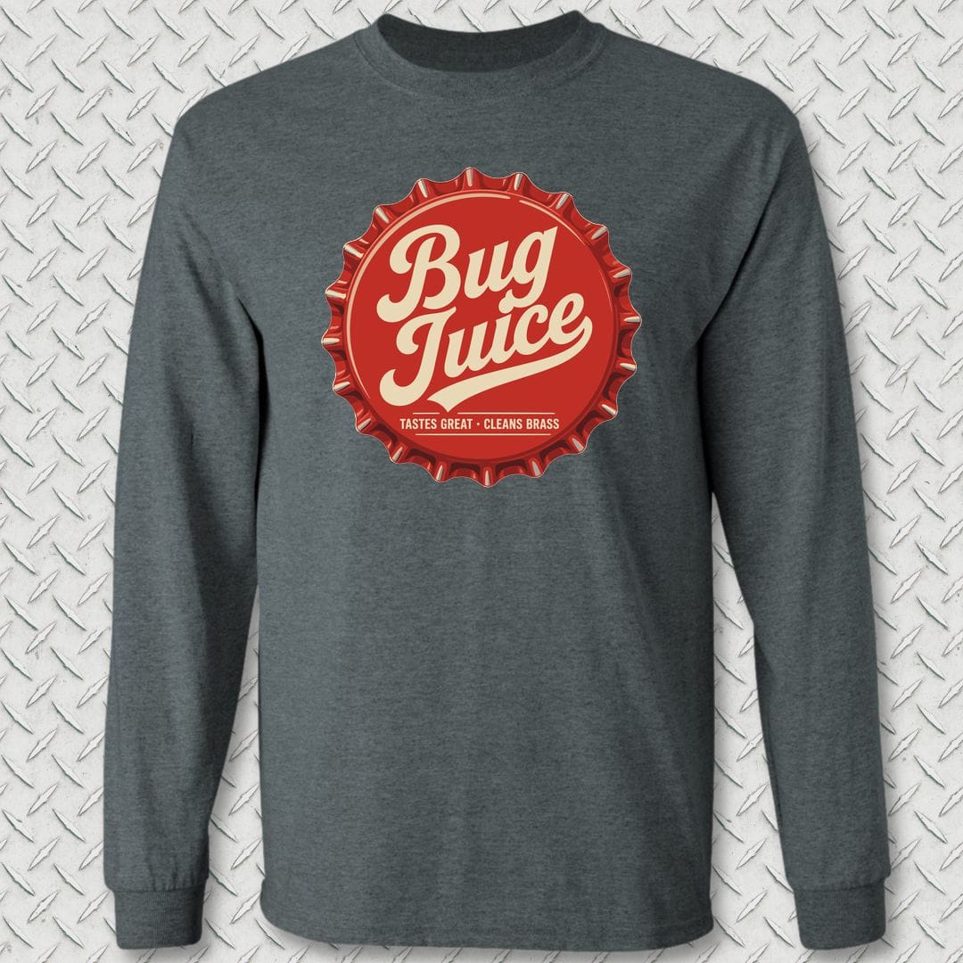 NavyHumor Long-sleeve S / Dark Heather Bug Juice Bottle Cap Long Sleeve Tee