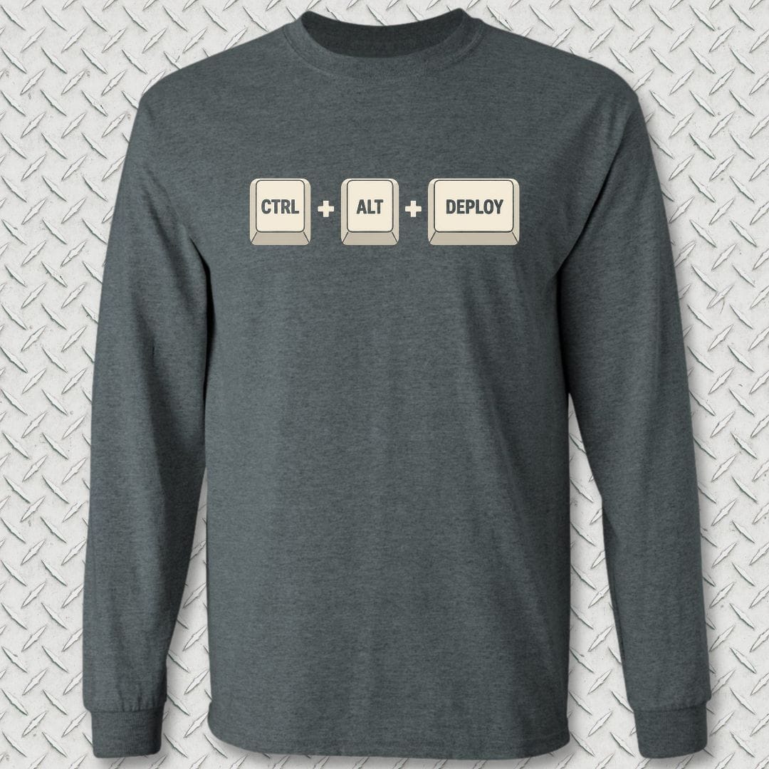 NavyHumor Long-sleeve S / Dark Heather CTRL-ALT-DEPLOY Long Sleeve Tee