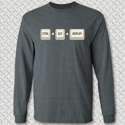 NavyHumor Long-sleeve S / Dark Heather CTRL-ALT-DEPLOY Long Sleeve Tee