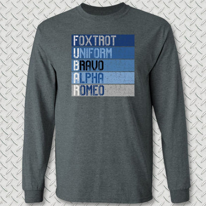 NavyHumor Long-sleeve S / Dark Heather FUBAR Blues Long Sleeve Tee