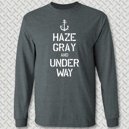 NavyHumor Long-sleeve S / Dark Heather Haze Gray and Under Way Long Sleeve Tee