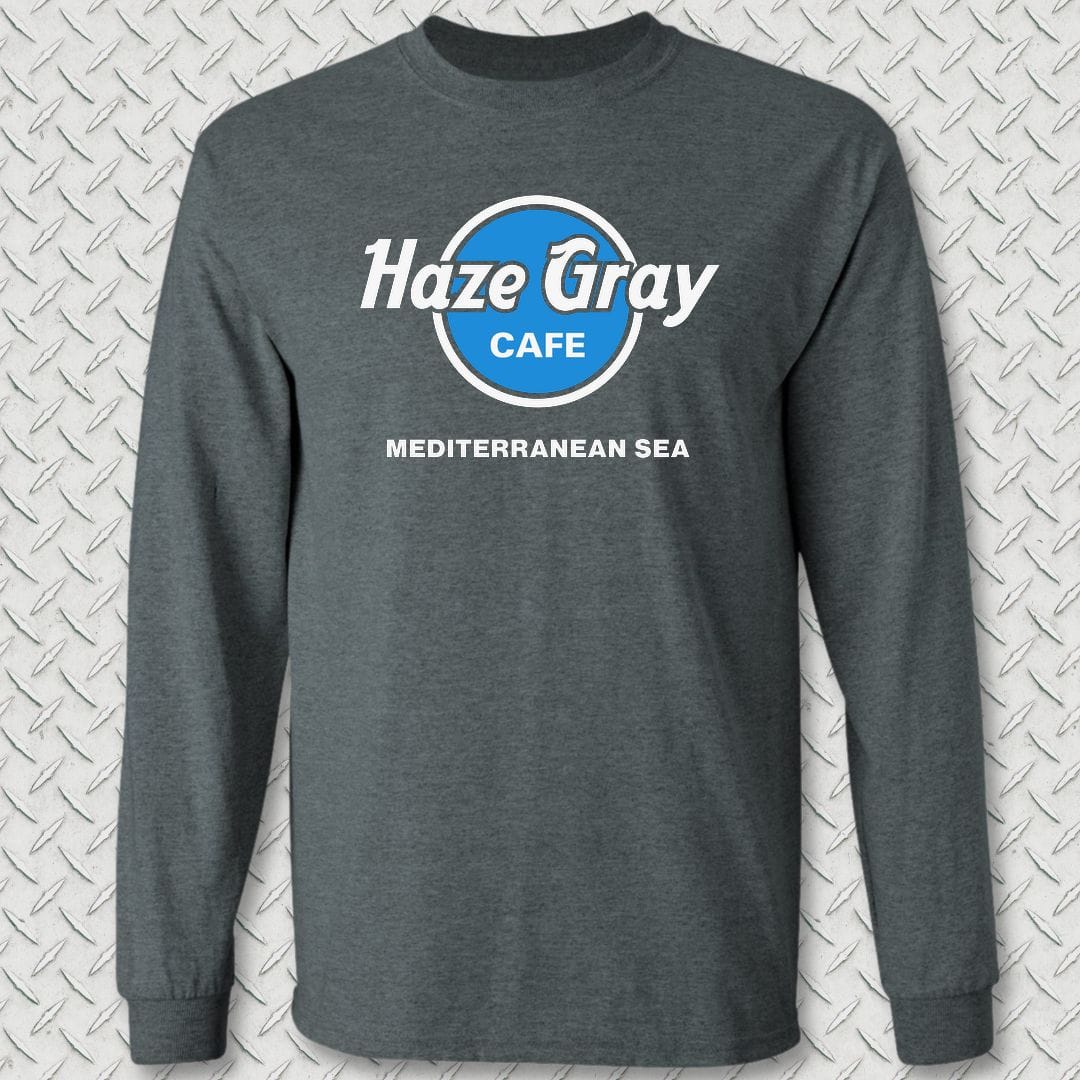 NavyHumor Long-sleeve S / Dark Heather Haze Gray Cafe - Mediterranean Sea Long Sleeve Tee