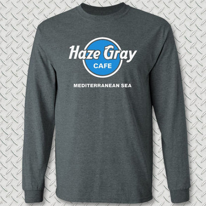 NavyHumor Long-sleeve S / Dark Heather Haze Gray Cafe - Mediterranean Sea Long Sleeve Tee