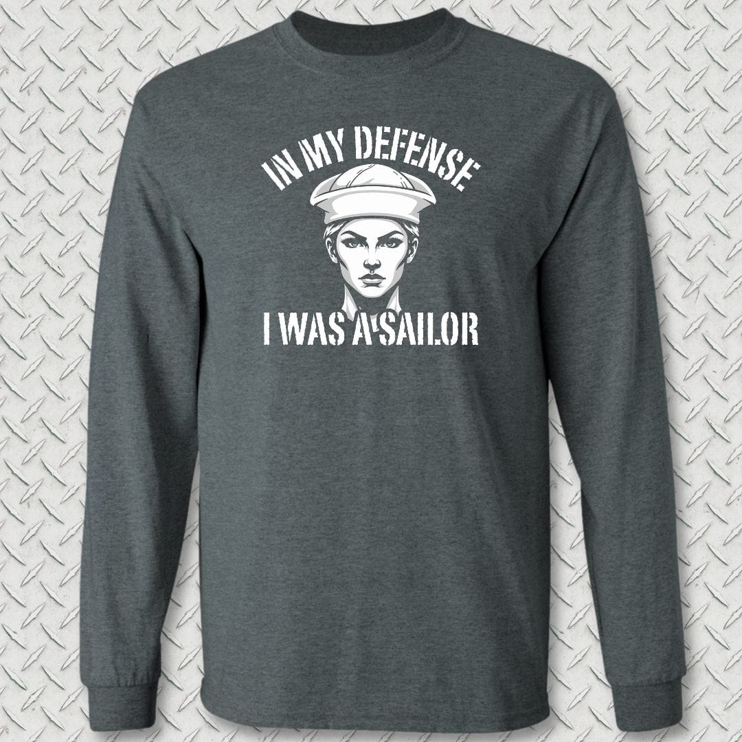 NavyHumor Long-sleeve S / Dark Heather In My Defense - Female Long Sleeve Tee