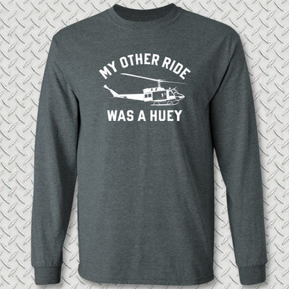 NavyHumor Long-sleeve S / Dark Heather My Other Ride Was A Huey Long Sleeve Tee