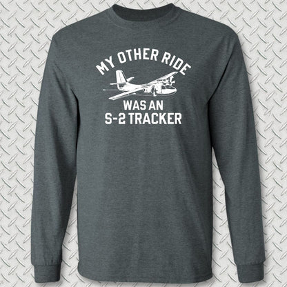 NavyHumor Long-sleeve S / Dark Heather My Other Ride Was A S-2 Tracker (Boom) Long Sleeve Tee