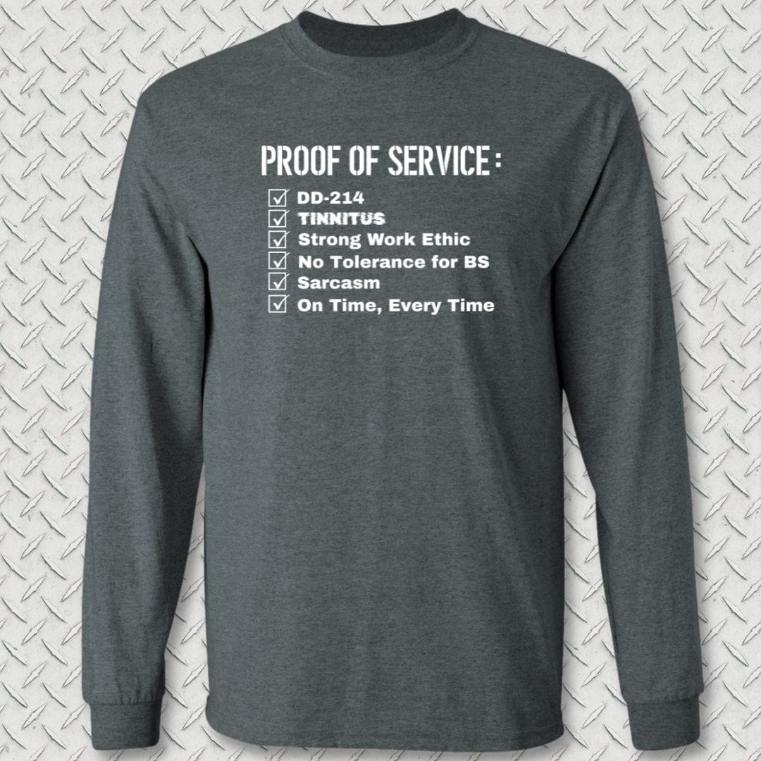 NavyHumor Long-sleeve S / Dark Heather Proof Of Service Checklist Long Sleeve Tee