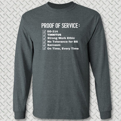 NavyHumor Long-sleeve S / Dark Heather Proof Of Service Checklist Long Sleeve Tee