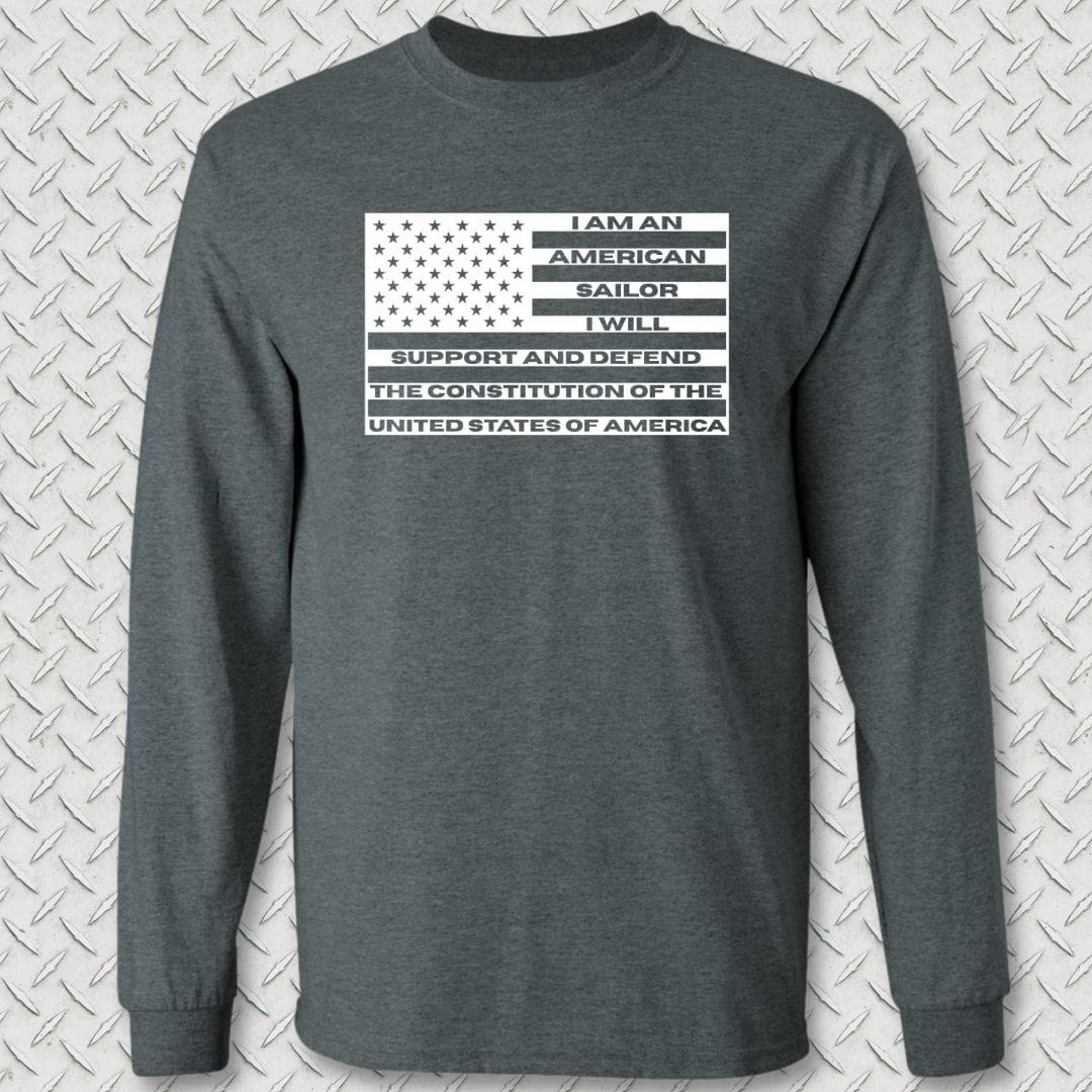 NavyHumor Long-sleeve S / Dark Heather Sailor's Creed Flag Long Sleeve Tee