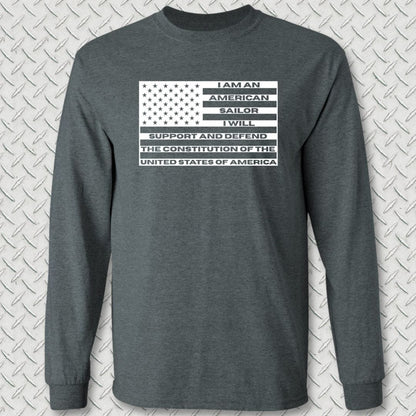 NavyHumor Long-sleeve S / Dark Heather Sailor's Creed Flag Long Sleeve Tee
