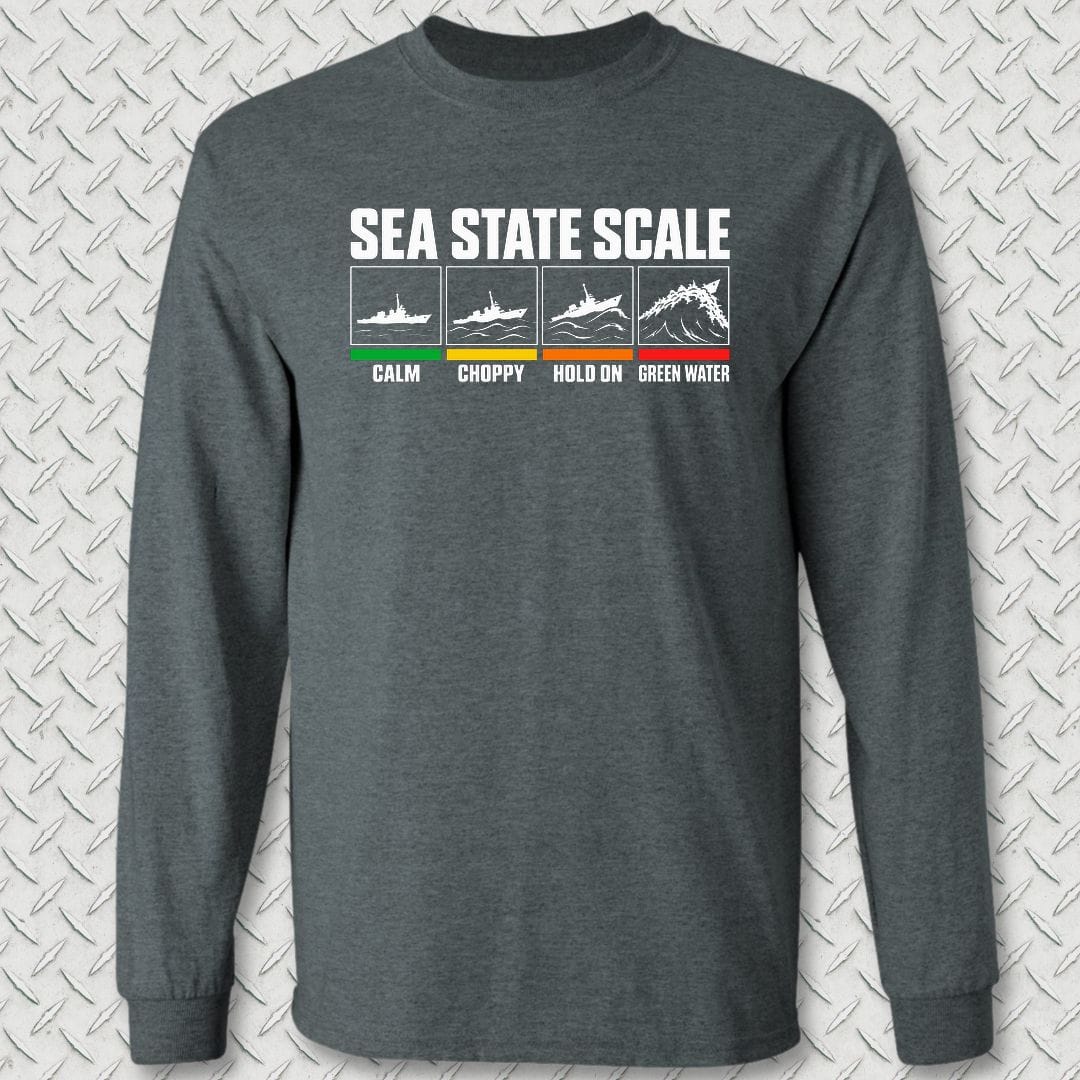 NavyHumor Long-sleeve S / Dark Heather Sea State Scale Long Sleeve Tee