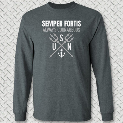 NavyHumor Long-sleeve S / Dark Heather Semper Fortis Long Sleeve Tee