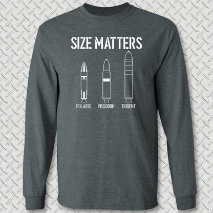 NavyHumor Long-sleeve S / Dark Heather Size Matters - Submarine Long Sleeve Tee