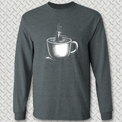 NavyHumor Long-sleeve S / Dark Heather Sub In A Cup Long Sleeve Tee