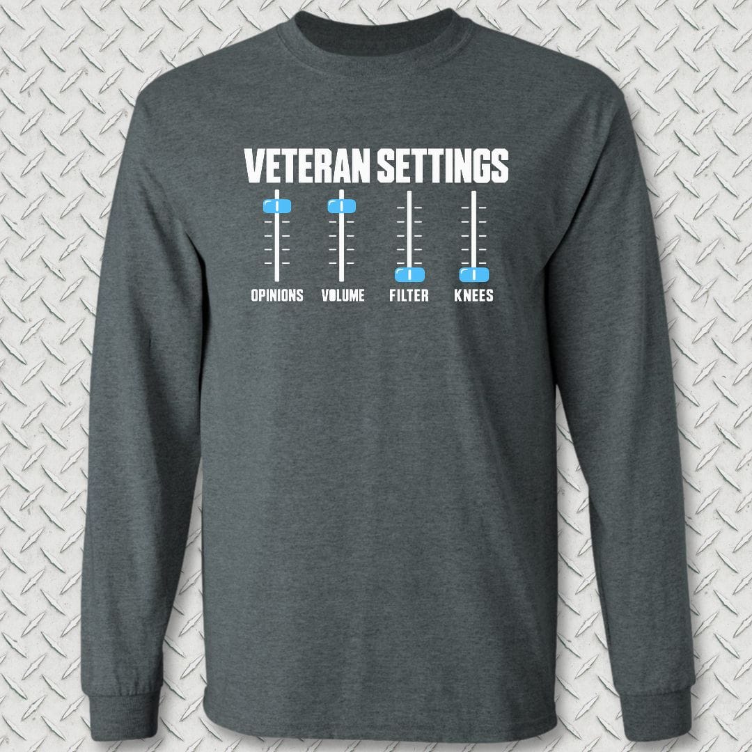 NavyHumor Long-sleeve S / Dark Heather Veteran Settings Long Sleeve Tee