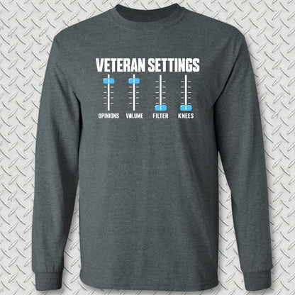 NavyHumor Long-sleeve S / Dark Heather Veteran Settings Long Sleeve Tee
